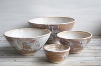 Image 9 of Custom Order for Kathleen, Set of Four Ceramic Nesting Bowls In Rustic White and Ocher Glaze
