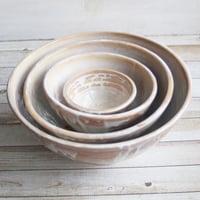 Image 7 of Custom Order for Kathleen, Set of Four Ceramic Nesting Bowls In Rustic White and Ocher Glaze