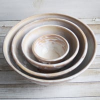 Image 8 of Custom Order for Kathleen, Set of Four Ceramic Nesting Bowls In Rustic White and Ocher Glaze