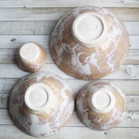 Image 10 of Custom Order for Kathleen, Set of Four Ceramic Nesting Bowls In Rustic White and Ocher Glaze