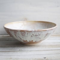 Image 3 of Custom Order for Kathleen, Shallow Rustic Serving Bowl with White and Ocher Dripping Glazes