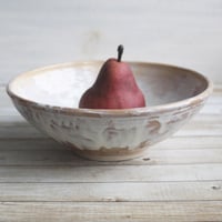 Image 2 of Custom Order for Kathleen, Shallow Rustic Serving Bowl with White and Ocher Dripping Glazes