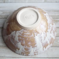Image 7 of Custom Order for Kathleen, Rustic Serving Bowl with White and Ocher Dripping Glazes