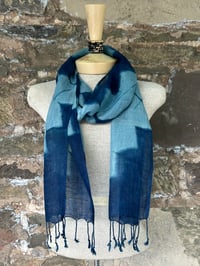 Image 4 of Sky Blue Chevron — Linen Scarf