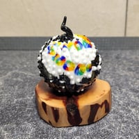 Image 1 of  XL. Rainbow, Black & White Pumpkin - Flamework glass sculpture