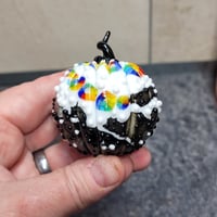 Image 2 of  XL. Rainbow, Black & White Pumpkin - Flamework glass sculpture