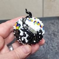Image 3 of  XL. Rainbow, Black & White Pumpkin - Flamework glass sculpture