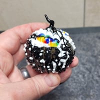 Image 4 of  XL. Rainbow, Black & White Pumpkin - Flamework glass sculpture