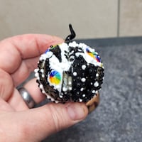 Image 5 of  XL. Rainbow, Black & White Pumpkin - Flamework glass sculpture
