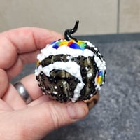 Image 6 of  XL. Rainbow, Black & White Pumpkin - Flamework glass sculpture