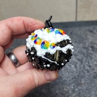 Image 7 of  XL. Rainbow, Black & White Pumpkin - Flamework glass sculpture