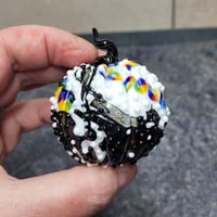 Image 8 of  XL. Rainbow, Black & White Pumpkin - Flamework glass sculpture