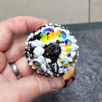 Image 9 of  XL. Rainbow, Black & White Pumpkin - Flamework glass sculpture