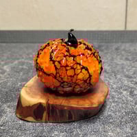Image 1 of XL. Orange & Black Pumpkin - Flamework glass sculpture