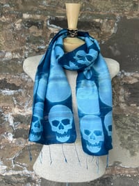 Image 4 of Peacock Blue Skull — Simple Stripe Scarf