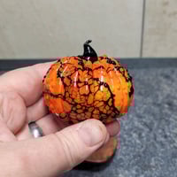Image 2 of XL. Orange & Black Pumpkin - Flamework glass sculpture