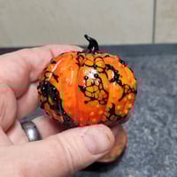 Image 4 of XL. Orange & Black Pumpkin - Flamework glass sculpture
