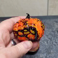 Image 5 of XL. Orange & Black Pumpkin - Flamework glass sculpture