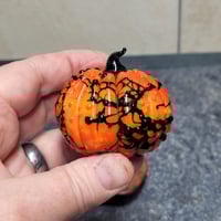 Image 7 of XL. Orange & Black Pumpkin - Flamework glass sculpture