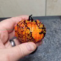 Image 8 of XL. Orange & Black Pumpkin - Flamework glass sculpture