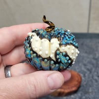 Image 2 of XL. Stormy Seas Pumpkin - Flamework glass sculpture