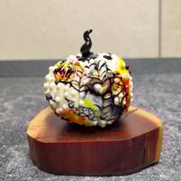 Image 1 of XL. Festive Cobweb Pumpkin - Flamework glass sculpture