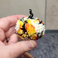 Image 4 of XL. Festive Cobweb Pumpkin - Flamework glass sculpture