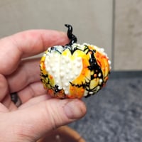 Image 5 of XL. Festive Cobweb Pumpkin - Flamework glass sculpture