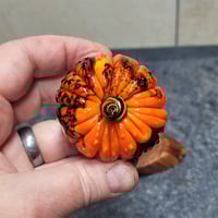 Image 10 of XL. Orange & Black Cobweb Pumpkin - Flamework glass sculpture