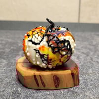 Image 1 of XL. Festive & Bold Cobweb Pumpkin - Flamework glass sculpture