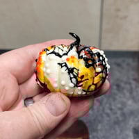 Image 7 of XL. Festive & Bold Cobweb Pumpkin - Flamework glass sculpture