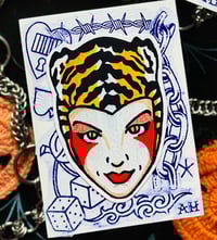 Image 1 of 5x7 wood board cat lady stencil art