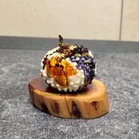 Image 1 of LG. Festive Cobweb Pumpkin - Flamework glass sculpture