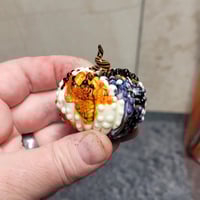 Image 2 of LG. Festive Cobweb Pumpkin - Flamework glass sculpture