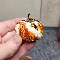 Image 8 of LG. Festive Cobweb Pumpkin - Flamework glass sculpture