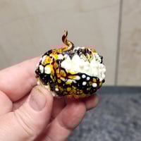 Image 5 of LG. Festive & Bold Cobweb Pumpkin - Flamework glass sculpture