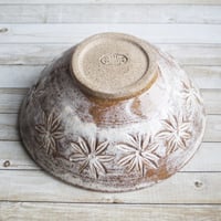 Image 11 of New Gorgeous Hand Carved Large Rustic Serving Bowl in Dripping White and Speckled Brown, Made in USA