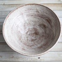 Image 6 of New Gorgeous Hand Carved Large Rustic Serving Bowl in Dripping White and Speckled Brown, Made in USA
