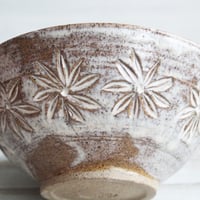 Image 9 of New Gorgeous Hand Carved Large Rustic Serving Bowl in Dripping White and Speckled Brown, Made in USA
