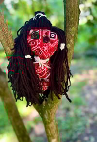 Image 1 of Red Bandana Poppet Doll: Misfit Goddess Decor, 7-Inch