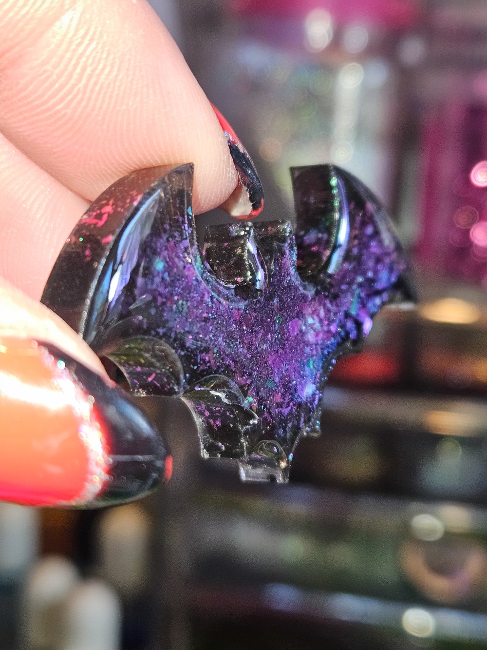 Image of Green/ Blue Colorshifting Bat Barrettes