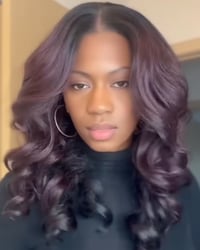Image 1 of AMINA 22” Pre-Plucked Curly Lace Front Wig Sweetheart Hairline - Effortless Glam