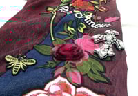 Image 5 of Flower Patchwork Denim Pants (Red Wine)
