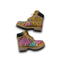 Image 2 of Hand-Painted Timberland wheat 6- inch Boots: Custom Sex 69 Abstract art 
