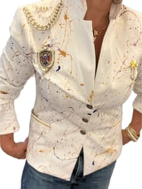 Image 5 of Women's Re worked Regent Military  blazer , Ivory knit , Embellished, one of a kind  