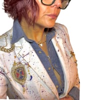 Image 3 of Women's Re worked Regent Military  blazer , Ivory knit , Embellished, one of a kind  