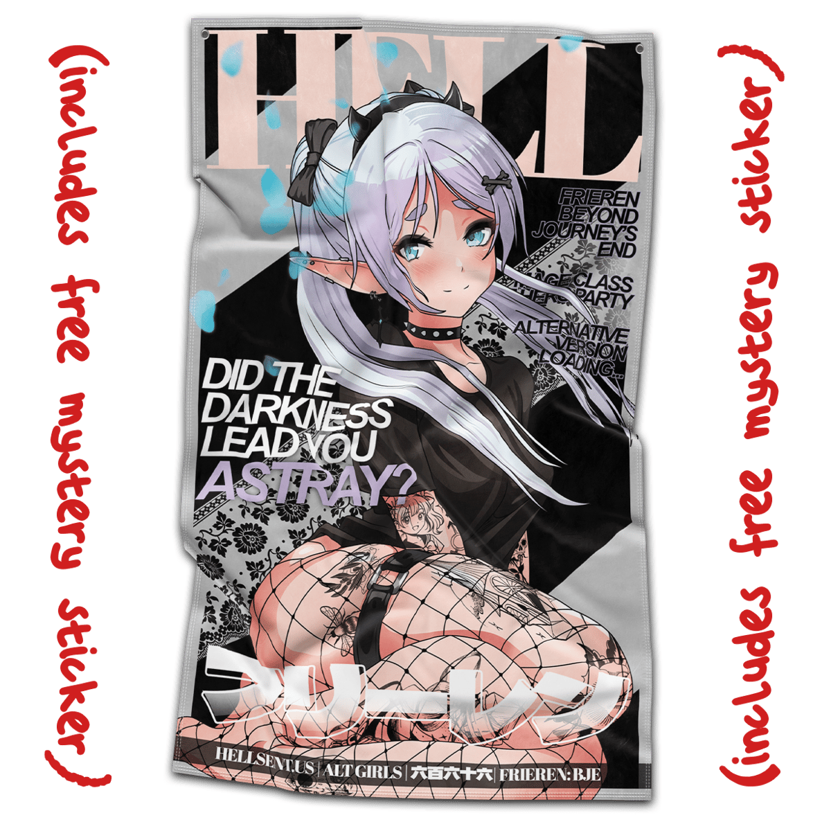 Image of Goth Frieren Flag + Free Mystery Sticker