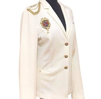 Image 9 of Women's Re worked Regent Military  blazer , Ivory knit , Embellished, one of a kind  