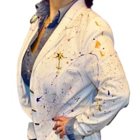 Image 2 of Women's Re worked Regent Military  blazer , Ivory knit , Embellished, one of a kind  