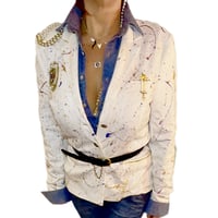 Image 10 of Women's Re worked Regent Military  blazer , Ivory knit , Embellished, one of a kind  